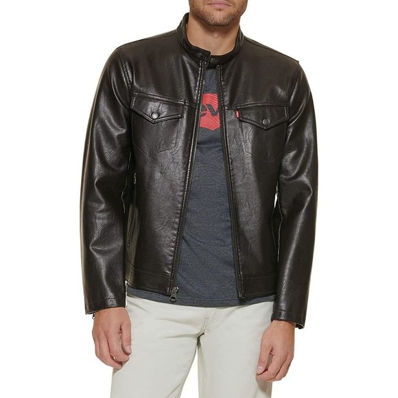Levi's® Men's Classic Faux Leather Moto Jacket - Brown XXL - Picture 1 of 5